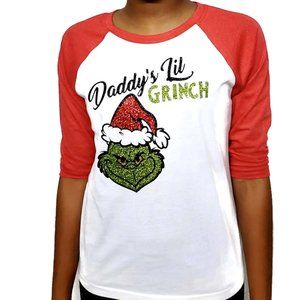 Daddy's Lil Grinch Youth CVC 3/4-Slv Raglan Tee. Only 1 Left!! Large